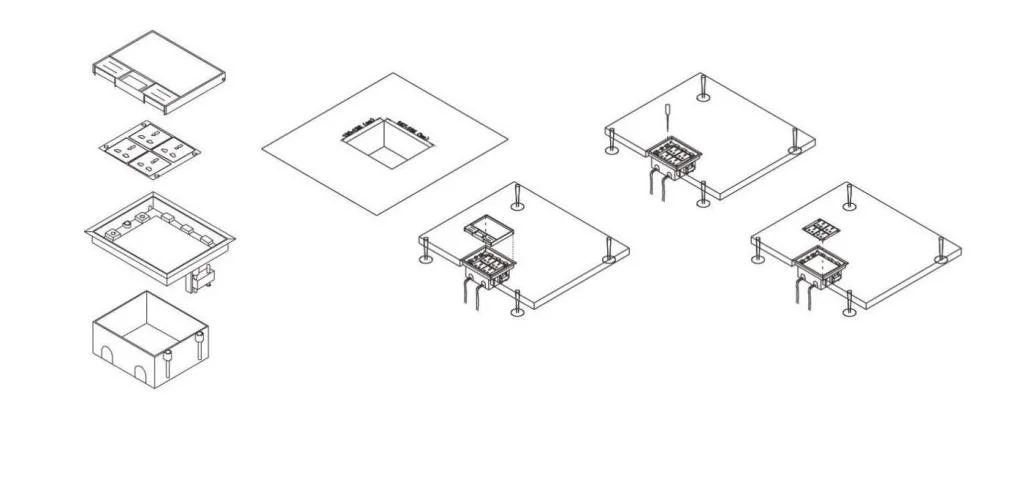 Raised Floor Boxes Twin 13A Power Switched Socket Data Outlet