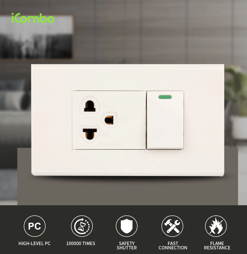 Cheap Price Thailand Wall Power Mf 3 Pin Socket Outlet and Light Switch with Indicator