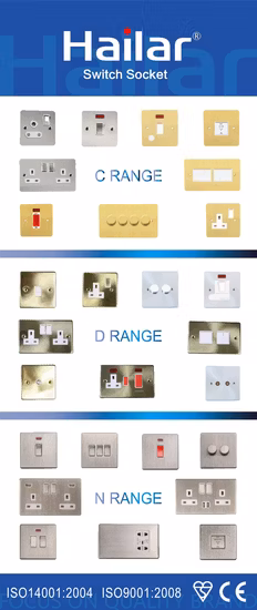 Hailar 영국 표준 광택 크롬 쿠커 벽 스위치 및 소켓